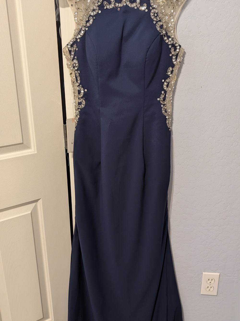 Embellished Navy Evening Gown
